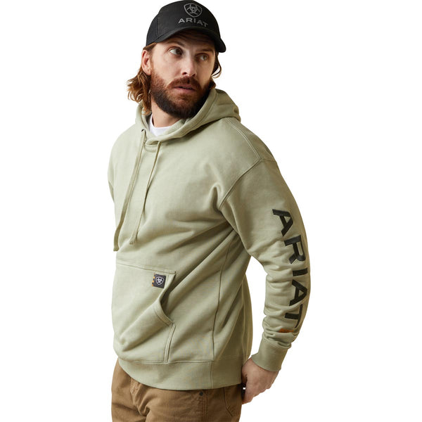 Ariat 10043588 Men's Rebar Graphic Hoodie-Sage/Beetle