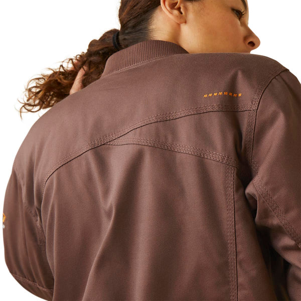 Ariat 10046382 Women's Rebar DuraCanvas Bomber Jacket - Peppercorn