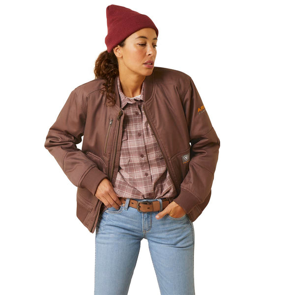 Ariat 10046382 Women's Rebar DuraCanvas Bomber Jacket - Peppercorn