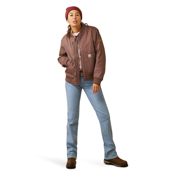 Ariat 10046382 Women's Rebar DuraCanvas Bomber Jacket - Peppercorn