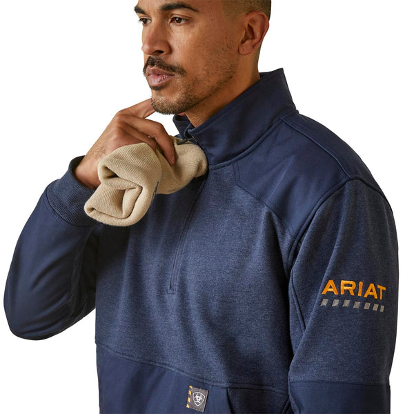 Ariat 10046402 Men's Rebar Workman Duracanvas Quarter Zip - Navy Heather