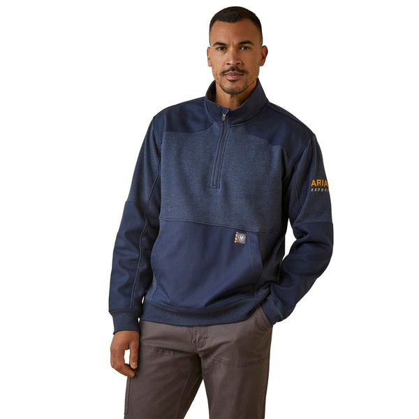 Ariat 10046402 Men's Rebar Workman Duracanvas Quarter Zip - Navy Heather