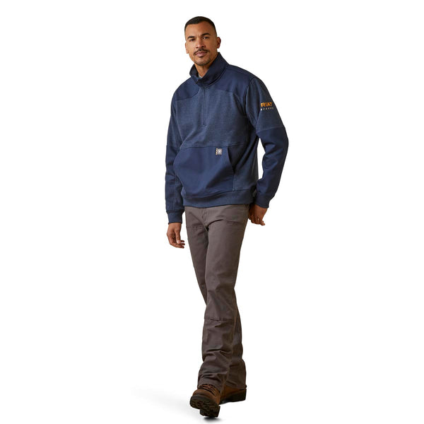 Ariat 10046402 Men's Rebar Workman Duracanvas Quarter Zip - Navy Heather