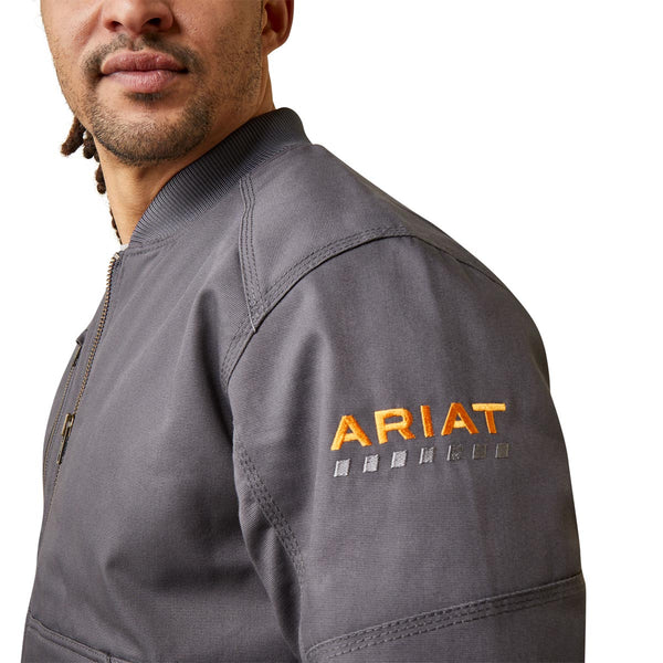 Ariat 10046516 Men's Rebar Stretch Canvas Bomber Jacket - Rebar Grey