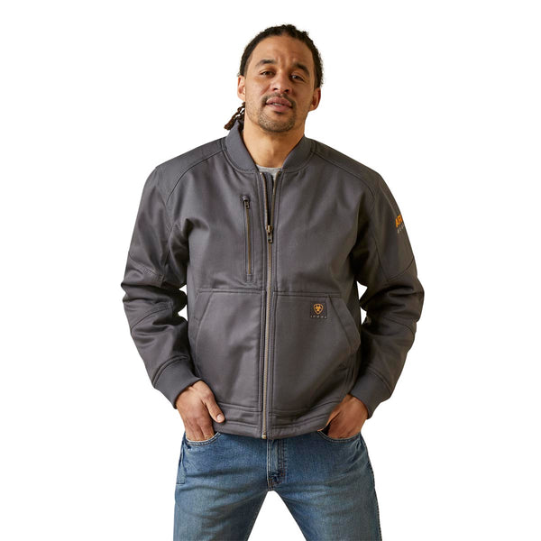 Ariat 10046516 Men's Rebar Stretch Canvas Bomber Jacket - Rebar Grey