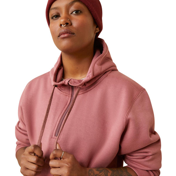 Ariat 10046556 Women's Rebar Skill Set Half Zip Hoodie - Nostalgia Rose