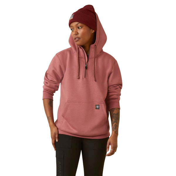 Ariat 10046556 Women's Rebar Skill Set Half Zip Hoodie - Nostalgia Rose