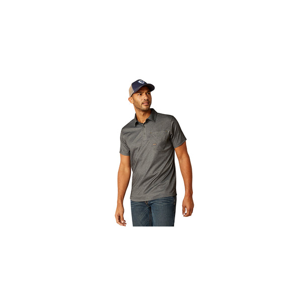 Ariat 10048617 Men's Rebar Foreman Short Sleeve Polo-Charcoal Heather