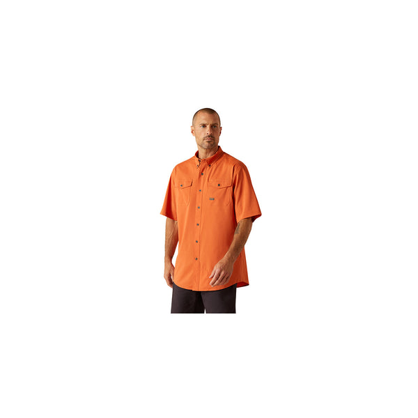 Ariat 10048864 Men's Rebar Made Tough VentTEK DuraStretch Short Sleeve Work Shirt-Orange Rust Heather