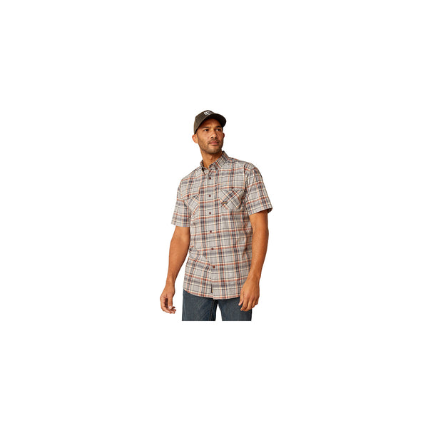 Ariat 10048894 Men's Rebar Made Tough DuraStretch Short Sleeve Work Shirt-Alloy Plaid