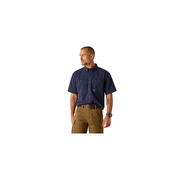 Ariat 10048947 Men's Rebar Made Tough 360 Airflow Short Sleeve Work Shirt-Navy