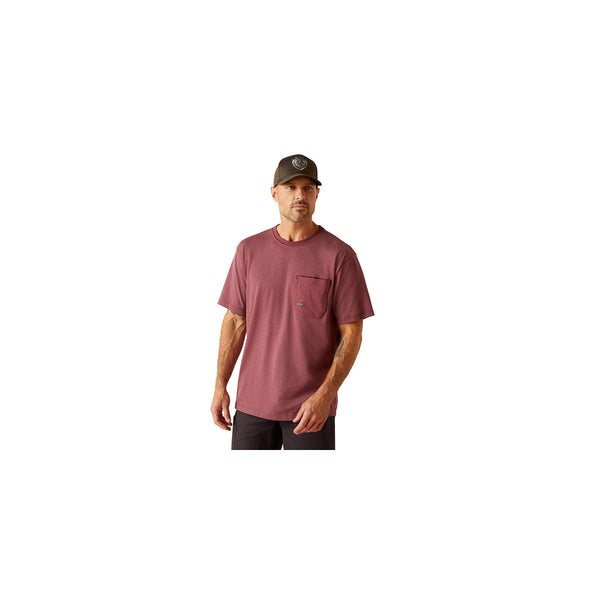 Ariat 10048985 Men's Rebar Workman 360 Airflow Short Sleeve T-Shirt-Burgundy Heather