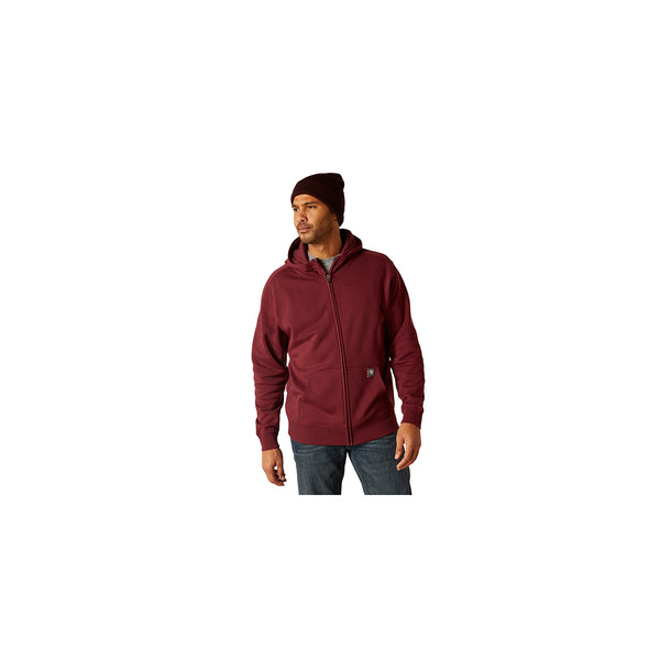 Ariat 10049073 Men's Rebar Born For This Full Zip Hoodie-Burgundy