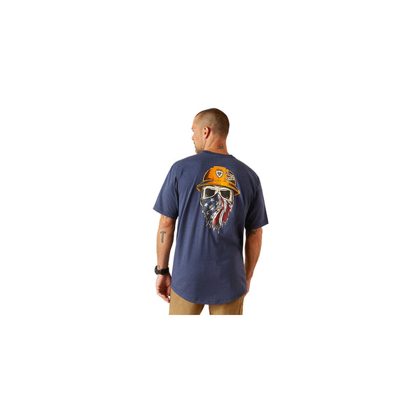 Ariat 10050813 Men's Rebar Born For This Short Sleeve T-Shirt-Navy Heather/USA