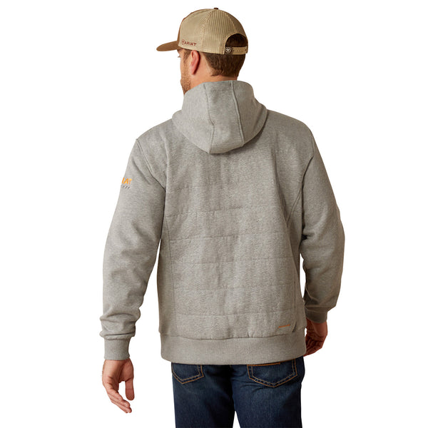 Ariat 10052079 Men's Rebar All-Weather Insulated Full Zip Hoodie- Heather Grey