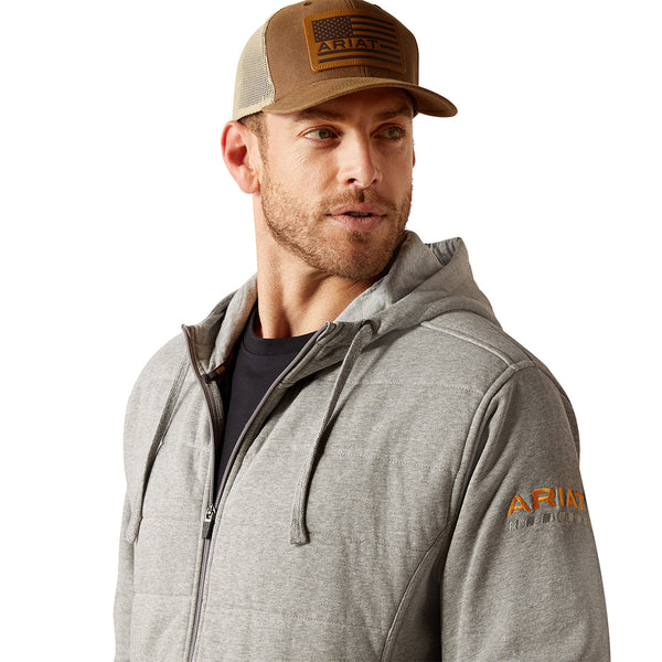 Ariat 10052079 Men's Rebar All-Weather Insulated Full Zip Hoodie- Heather Grey