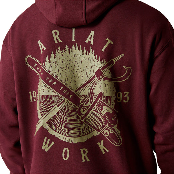 Ariat 10052673 Men's Rebar Workman Chainsaw Hoodie - Malbec