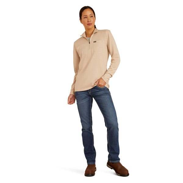 Ariat 10052689 Women's Rebar Foundation Quarter Zip Shirt - Oatmeal Heather