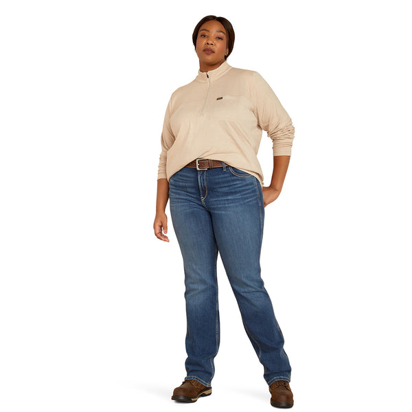 Ariat 10052689 Women's Rebar Foundation Quarter Zip Shirt - Oatmeal Heather