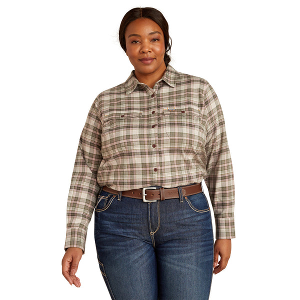 Ariat 10052838 Women's Rebar Flannel DuraStretch Work Shirt - Beetle