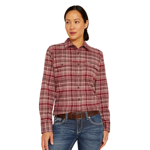 Ariat 10052839 Women's Rebar Flannel DuraStretch Work Shirt - Catawba Grape