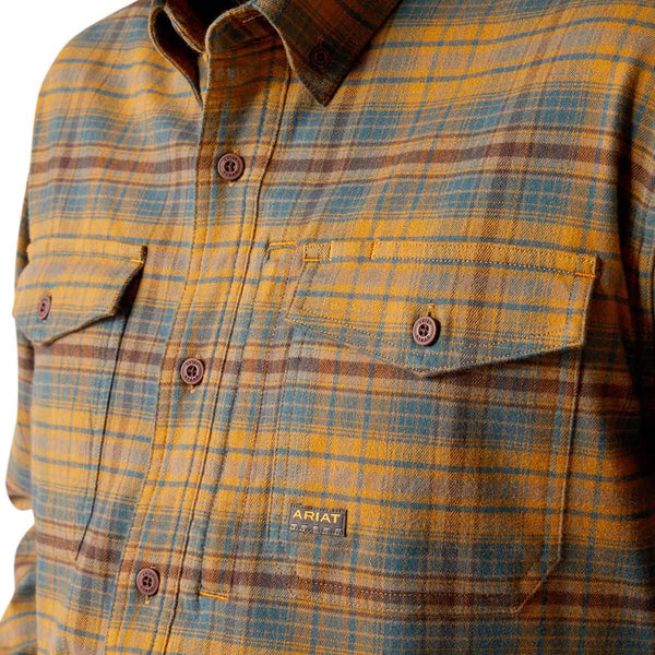 Ariat 10052851 Men's Rebar Flannel DuraStretch Work Shirt - Golden Brown