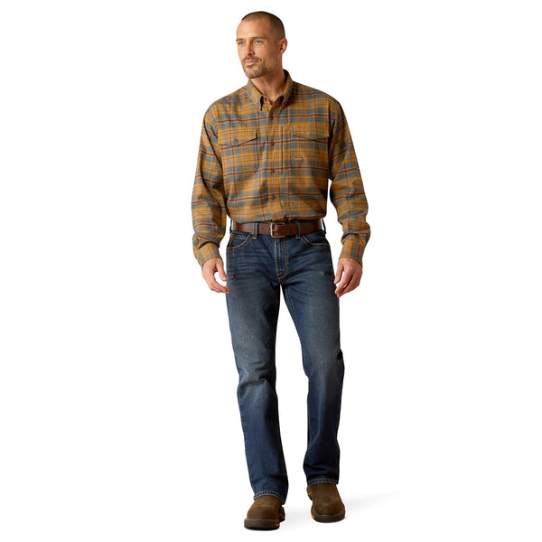 Ariat 10052851 Men's Rebar Flannel DuraStretch Work Shirt - Golden Brown