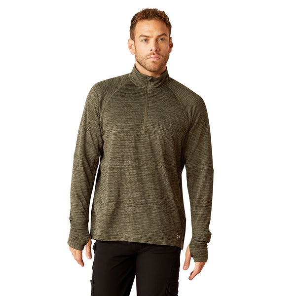 Ariat 10052998 Men's Rebar Gridwork Baselayer Quarter Zip T-Shirt - Beetle