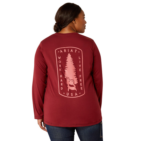 Ariat 10053056 Women's Rebar Workman Tree Saw T-Shirt - Cabernet