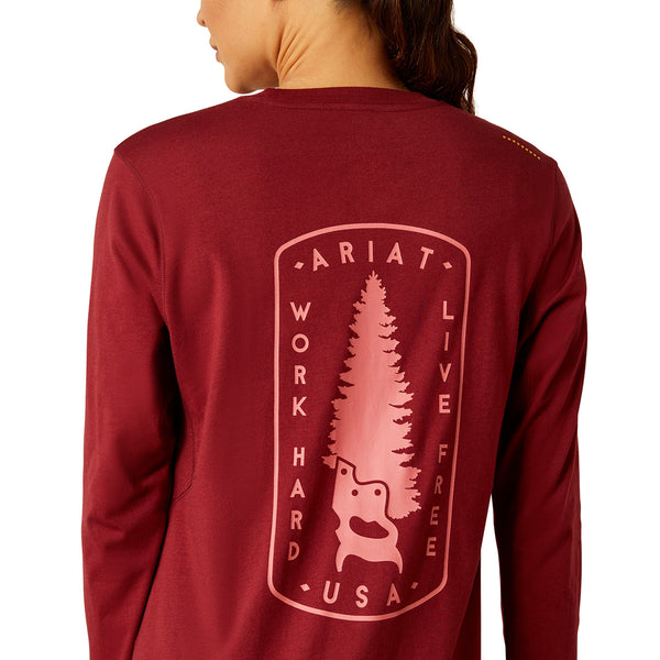 Ariat 10053056 Women's Rebar Workman Tree Saw T-Shirt - Cabernet