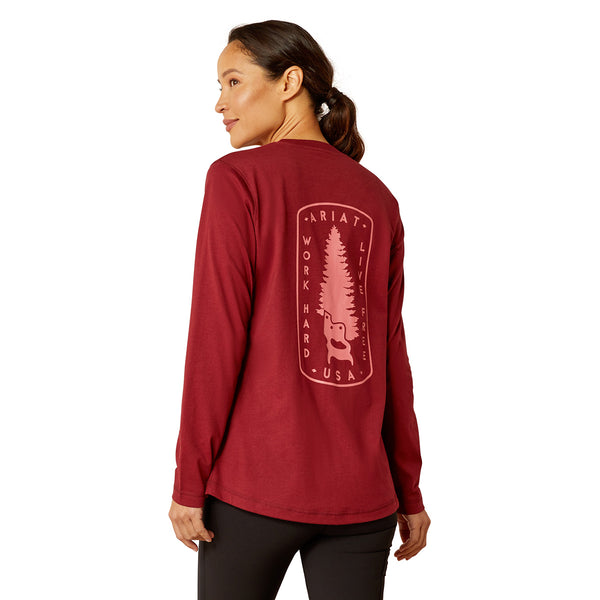 Ariat 10053056 Women's Rebar Workman Tree Saw T-Shirt - Cabernet