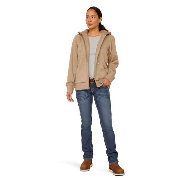 Ariat 10053065 Women's Rebar All-Weather Sherpa Full Zip Hoodie - Oatmeal Heather