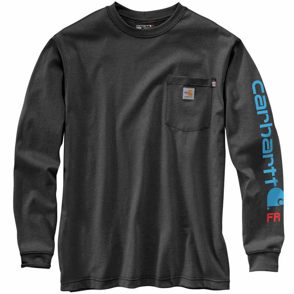 Carhartt 104130 Men's Flame Resistant Force Loose Fit Lightweight Long-Sleeve Logo Graphic T-Shirt