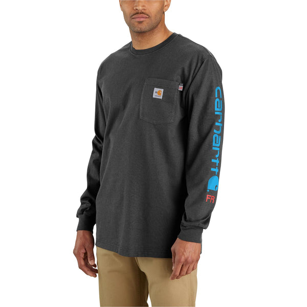 Carhartt 104130 Men's Flame Resistant Force Loose Fit Lightweight Long-Sleeve Logo Graphic T-Shirt