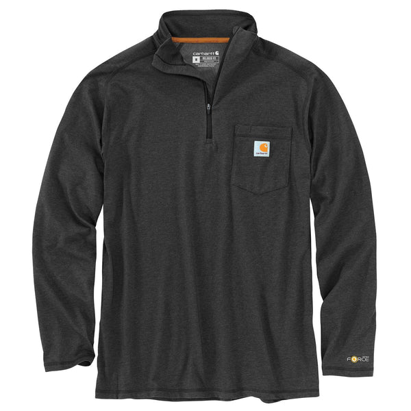 Carhartt 104255 Men's Force Relaxed Fit LS Quarter Zip Mock Neck T-Shirt - Discontinued Pricing