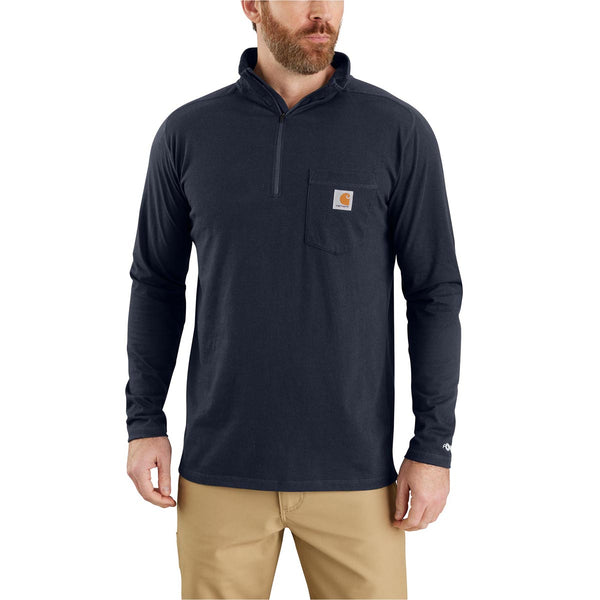 Carhartt 104255 Men's Force Relaxed Fit LS Quarter Zip Mock Neck T-Shirt - Discontinued Pricing