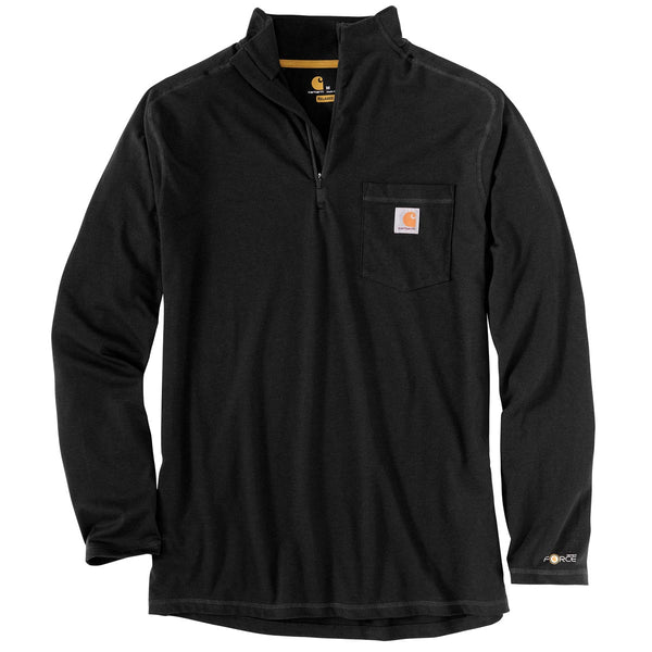 Carhartt 104255 Men's Force Relaxed Fit LS Quarter Zip Mock Neck T-Shirt - Discontinued Pricing