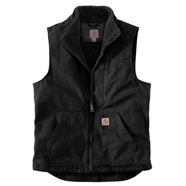 Carhartt 104277 Men's Loose Fit Washed Duck Sherpa-Lined Mock Neck Vest