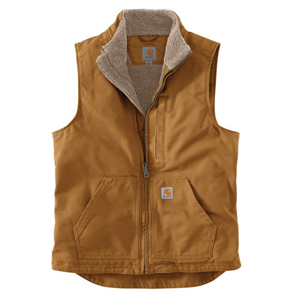 Carhartt 104277 Men's Loose Fit Washed Duck Sherpa-Lined Mock Neck Vest