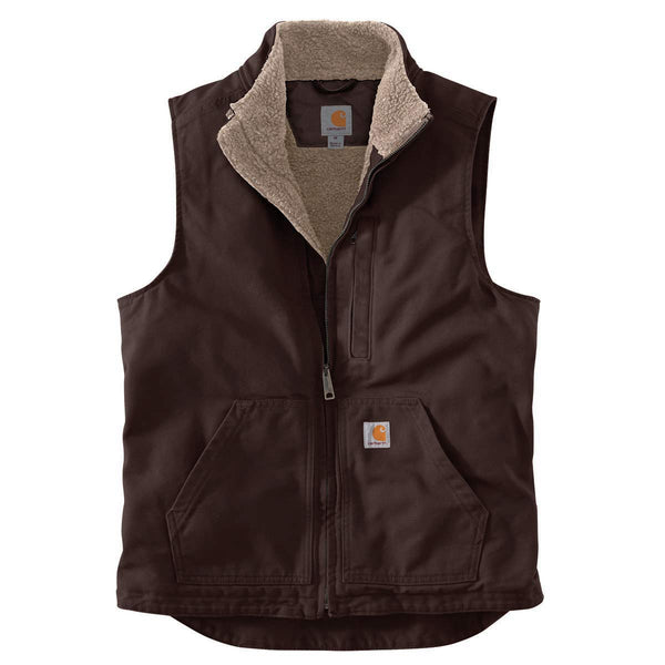 Carhartt 104277 Men's Loose Fit Washed Duck Sherpa-Lined Mock Neck Vest