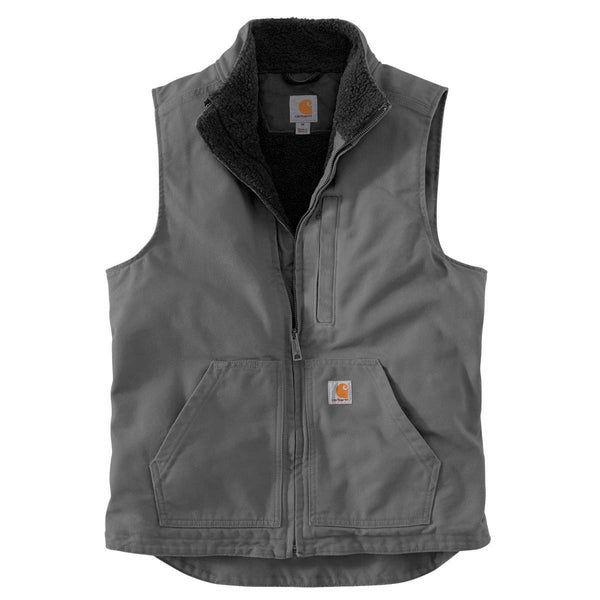 Carhartt 104277 Men's Loose Fit Washed Duck Sherpa-Lined Mock Neck Vest