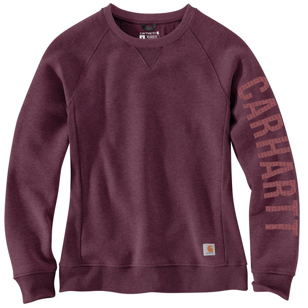 Carhartt 104410 Women's Relaxed Fit Midweight Crewneck Block Logo Graphic Sweatshirt - Discontinued Pricing