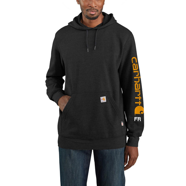 Carhartt 104505 Men's FR Force Original Fit Midweight Hooded Signature Sleeve Logo Sweatshirt