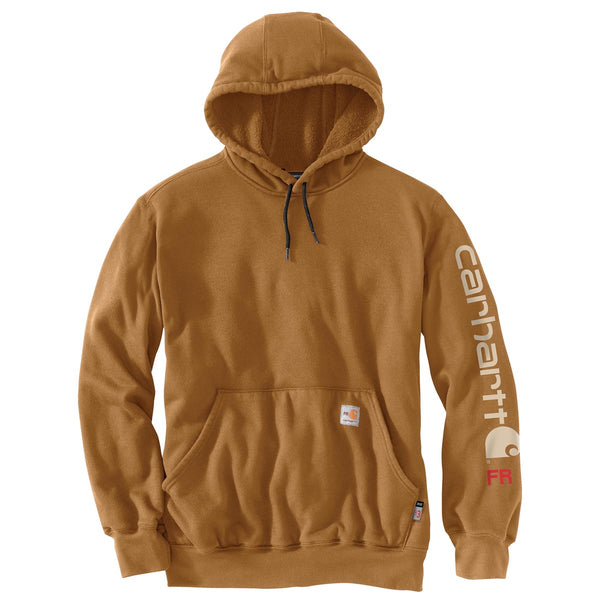 Carhartt 104505 Men's FR Force Original Fit Midweight Hooded Signature Sleeve Logo Sweatshirt