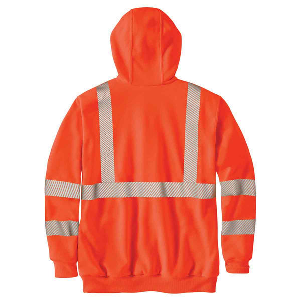 Carhartt 104988 Men's High Visibility Rain Defender Loose Fit Midweight Thermal Lined Full Zip Class 3 Sweatshirt