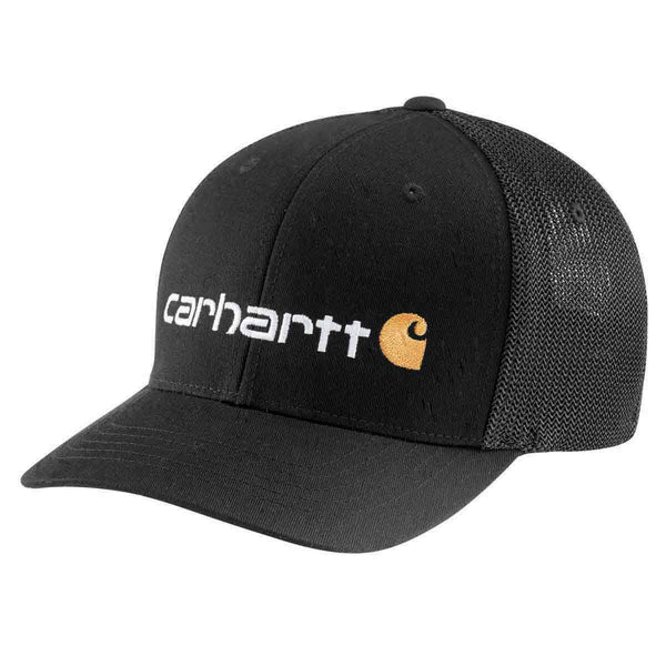 Carhartt 105353 Men's Rugged Flex Fitted Canvas Mesh Back Logo Graphic Cap