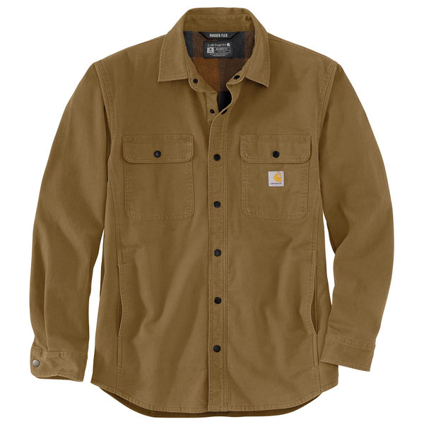 Carhartt 105419 Men's Rugged Flex Relaxed Fit Canvas Fleece-Lined Shirt Jac