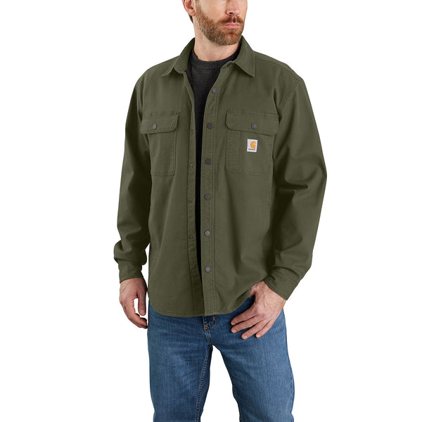 Carhartt 105419 Men's Rugged Flex Relaxed Fit Canvas Fleece-Lined Shirt Jac