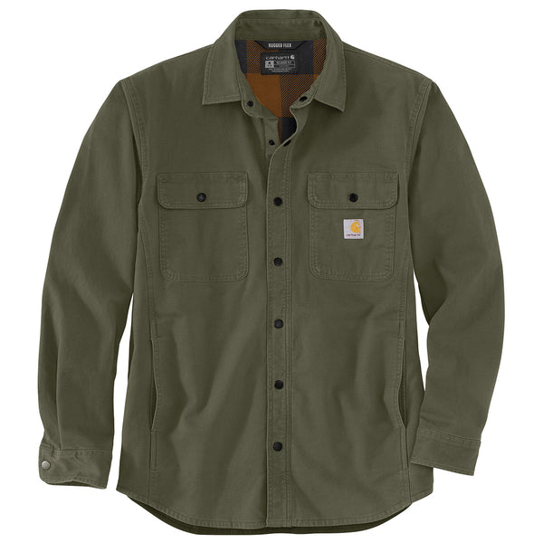 Carhartt 105419 Men's Rugged Flex Relaxed Fit Canvas Fleece-Lined Shirt Jac