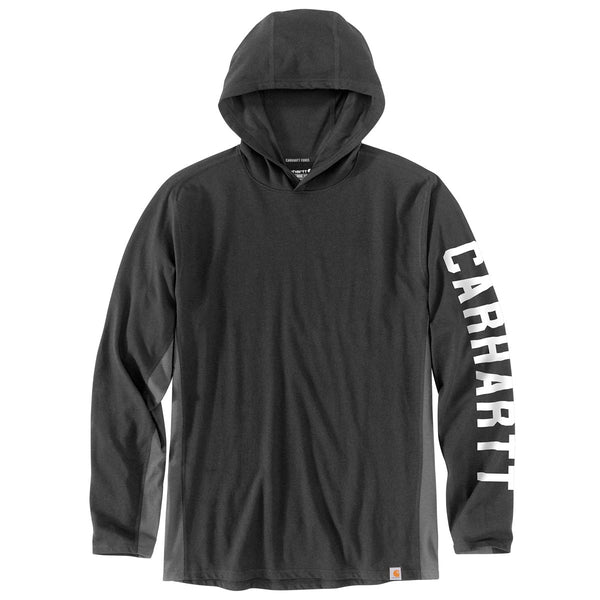 Carhartt 105481 Men's Force Relaxed Fit Midweight LS Logo Graphic Hooded T-Shirt - Discontinued Pricing